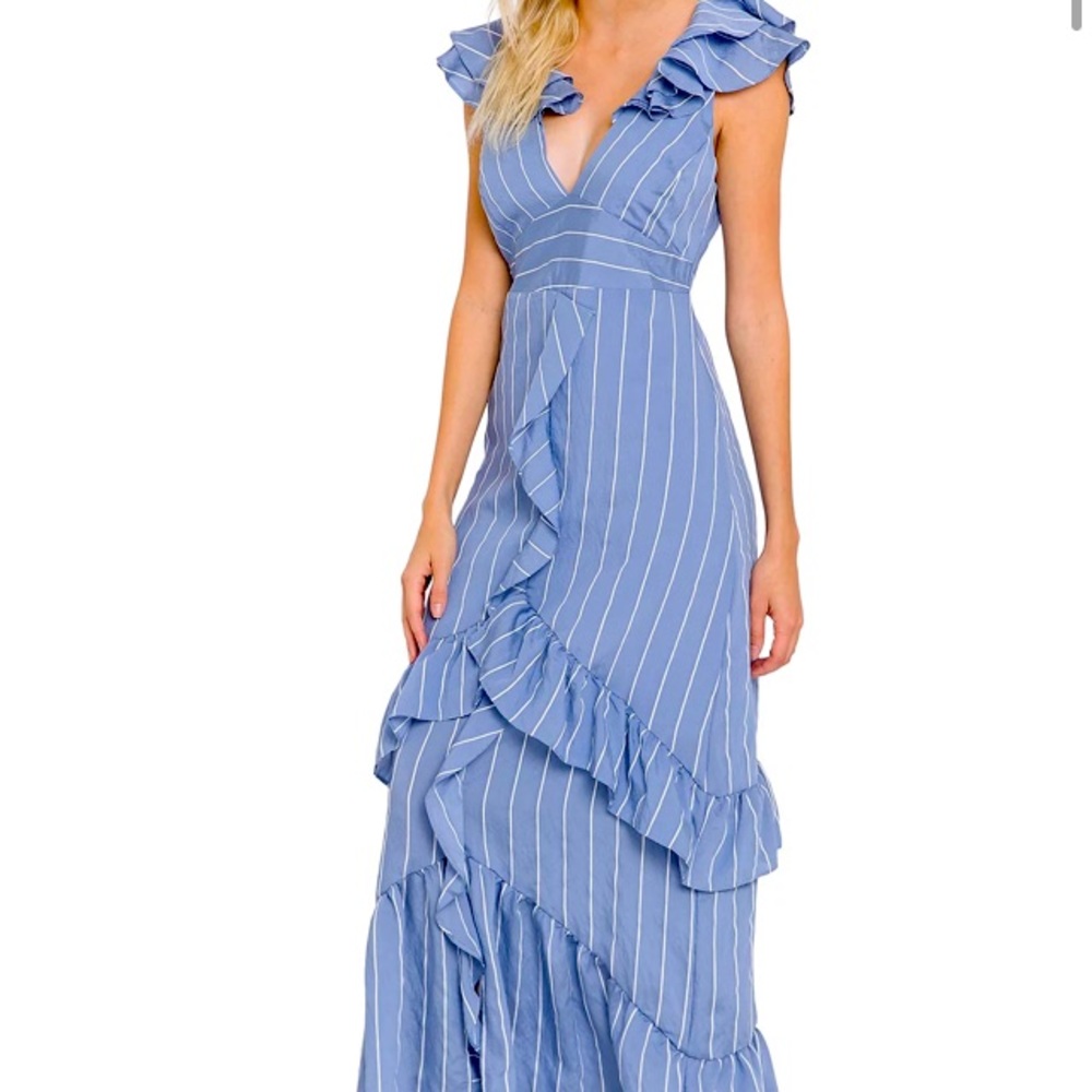 NWT English Factory Striped Ruffle Maxi Dress